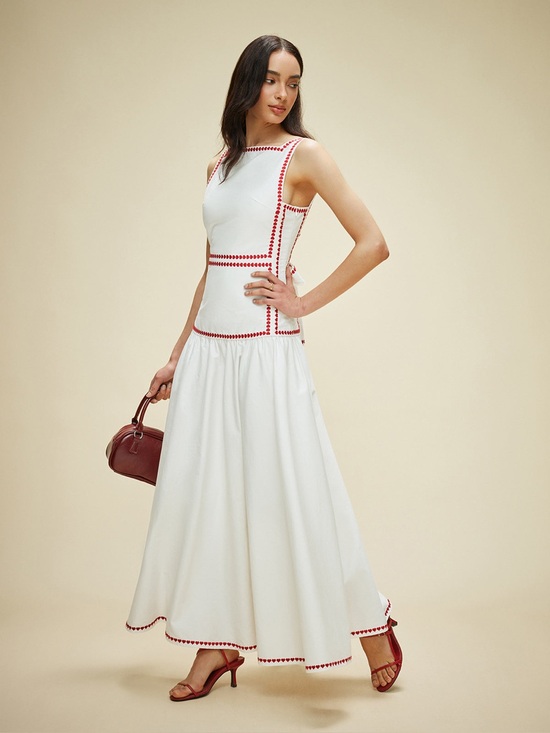 Commense Dresses & Skirts - Cotton Contrast Trim Back Tie Dress ❤️❤️❤️ NWT